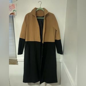 SHEIN Coat Colorblock Tan and Black